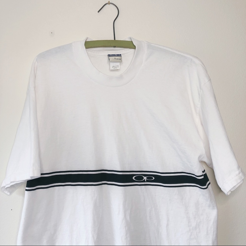 Vintage 90’s Ocean Pacific OP surf skater black white striped tee t-shirt L - Picture 1 of 7